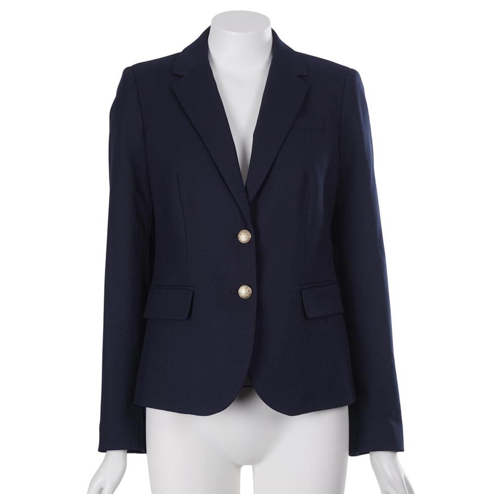 NWT J.CREW Original Schoolboy Blazer 4 Navy Blue Wool Blend 2-Button AZ565